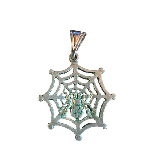 House of Morgan Spiderweb Slider Pewter Silver Pendant - Picture 5 of 10